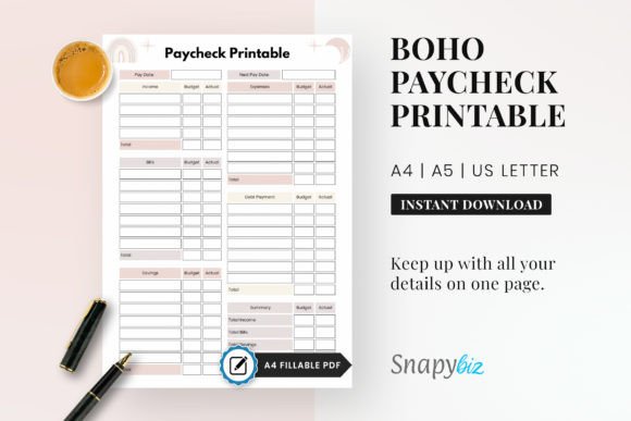 Download Paycheck Budget Printable Planner PDF - Check Collection