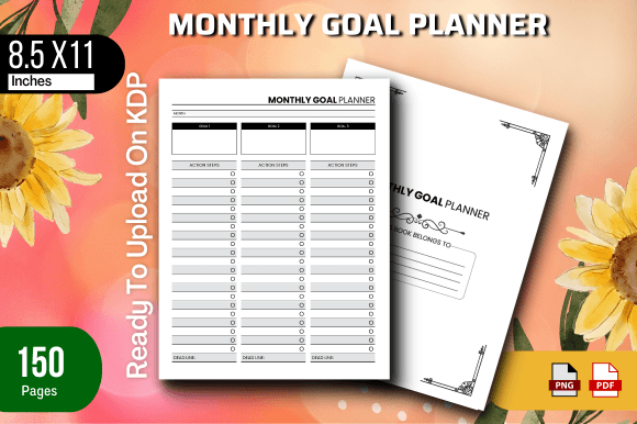 Download Monthly Goal Planner for KDP - Goal planner Collection