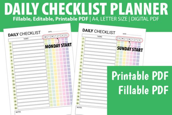 Download Editable Daily Checklist Task Planner - Check Collection