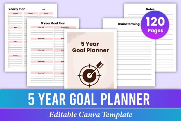 Download 5 Year Goal Planner Canva Kdp Interior - Premium Resources