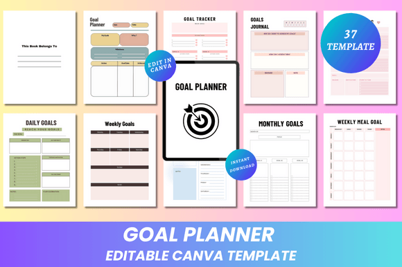 Download Editable Goal Planner Canva KDP Interior - Premium Resources