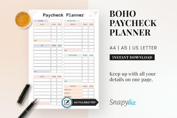 Download Paycheck Budget Printable Planner PDF - Check Collection