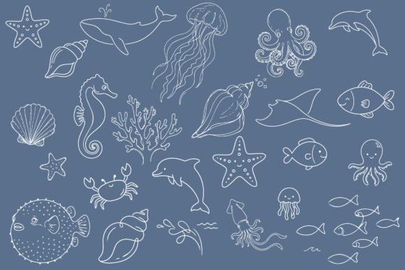 Download Ocean Sea Life Animals Doodle Clipart - Ocean Collection