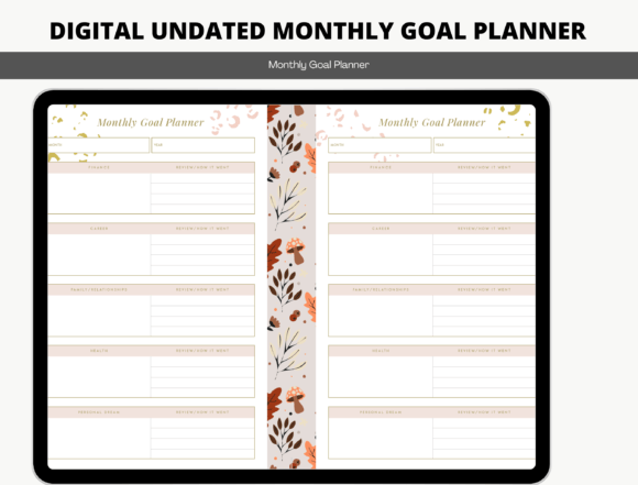 Download Digital Undated Monthly Goal Planner - Goal planner Collection