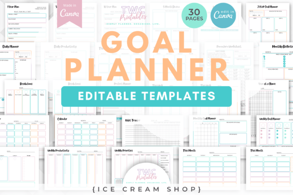 Download Goal Planner Canva Templates | ICE CREAM - Premium Resources