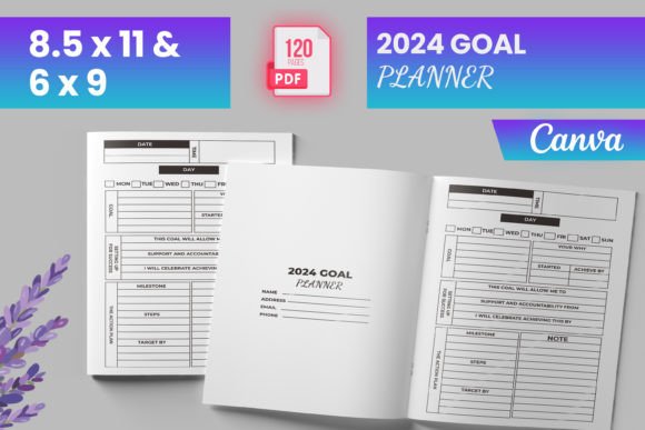 Download 2024 Goal Planner Canva (KDP) - Premium Bundle