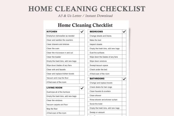 Download Home Cleaning Checklist,Cleaning Routine - Check Collection