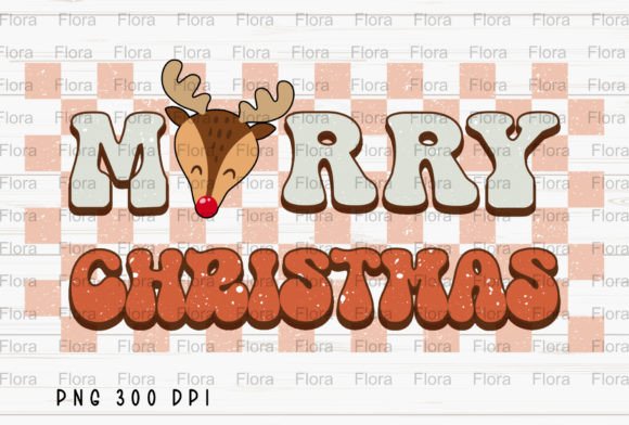 Download Merry Christmas Retro Deer Checked PNG - Check Collection