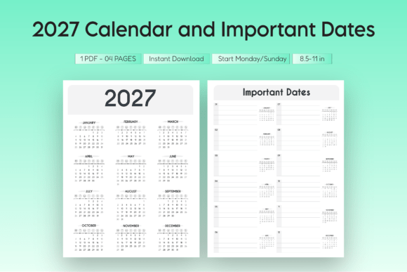 Download 2027 Calendar and Important Dates - Dates Collection