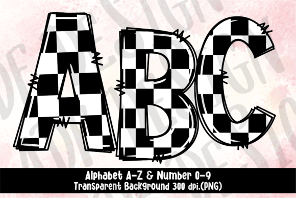 Download Checkered Doodle Alphabet Letters PNG - Check Collection