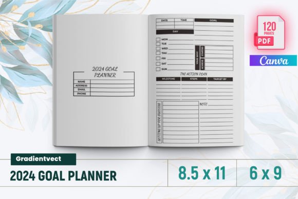 Download (KDP) 2024 Goal Planner Canva - Premium Bundle
