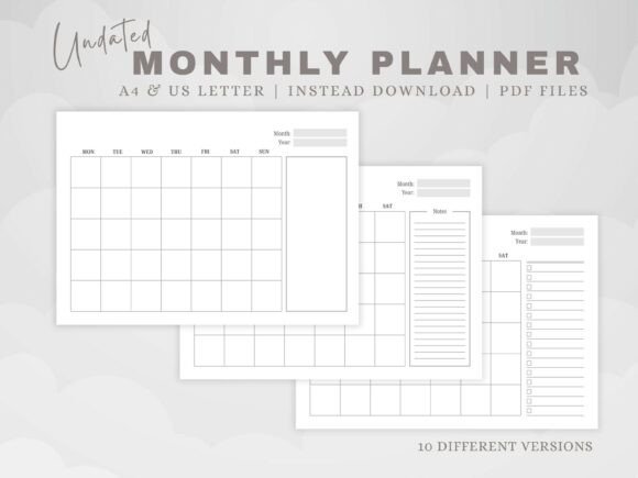 Download Undated Monthly Planner with Checklist - Check Collection